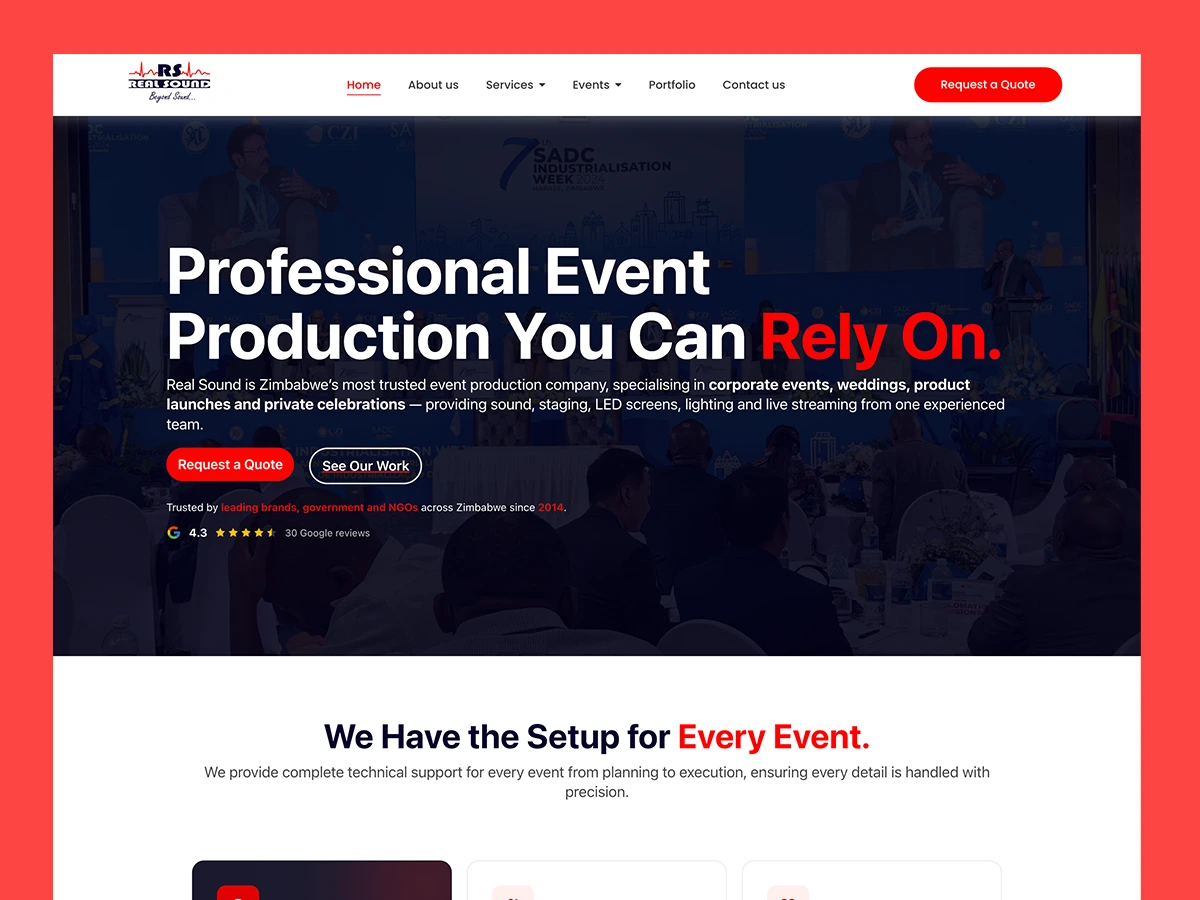 Real Sound Zimbabwe website design by Ranked by Moed