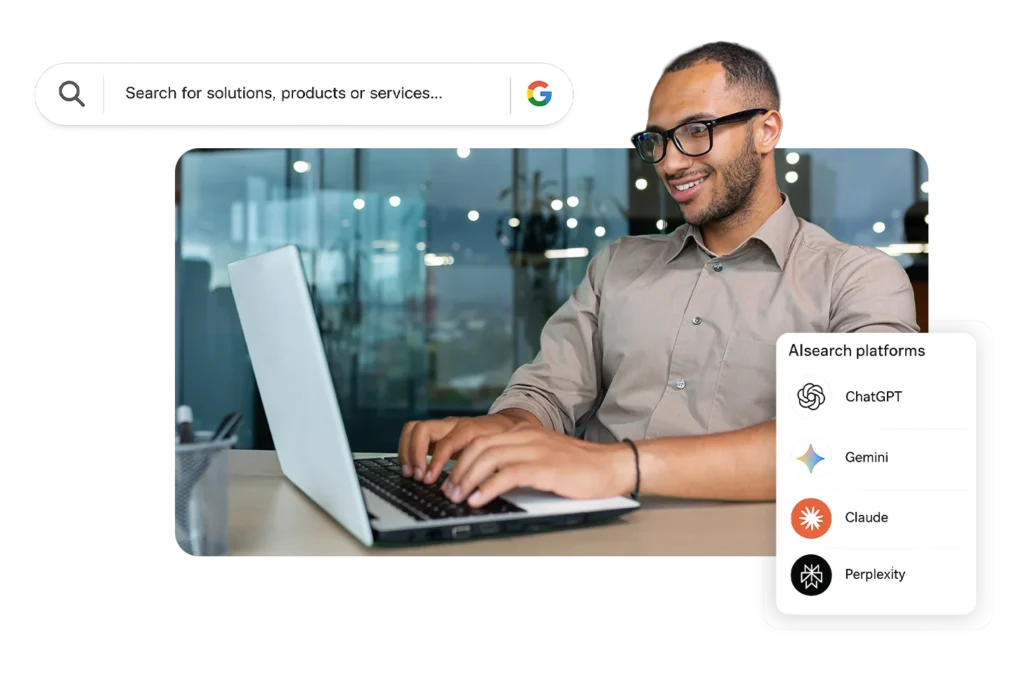 Business buyer searching for services on Google