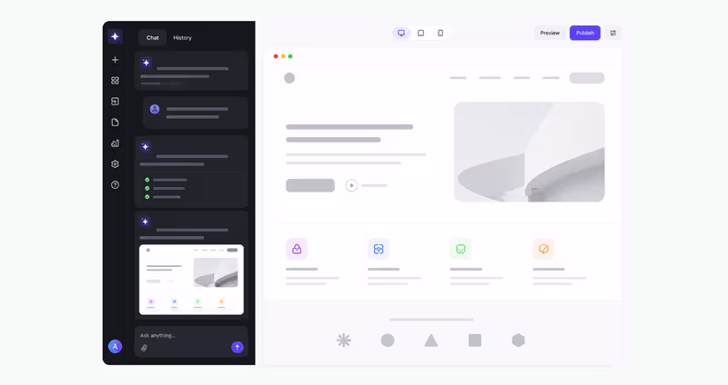 AI website builder interface used to quickly generate a professional website