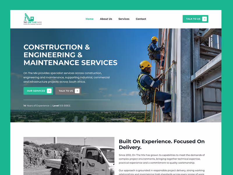 On The Mix website design by Ranked by Moed