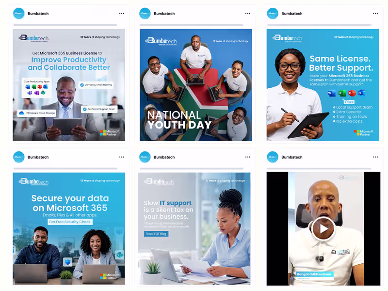 Social media posts designed for Bumbatech by Ranked by Moed