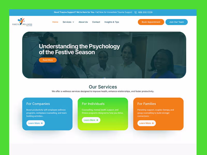 Siweya Wellness Solutions website design by Ranked by Moed